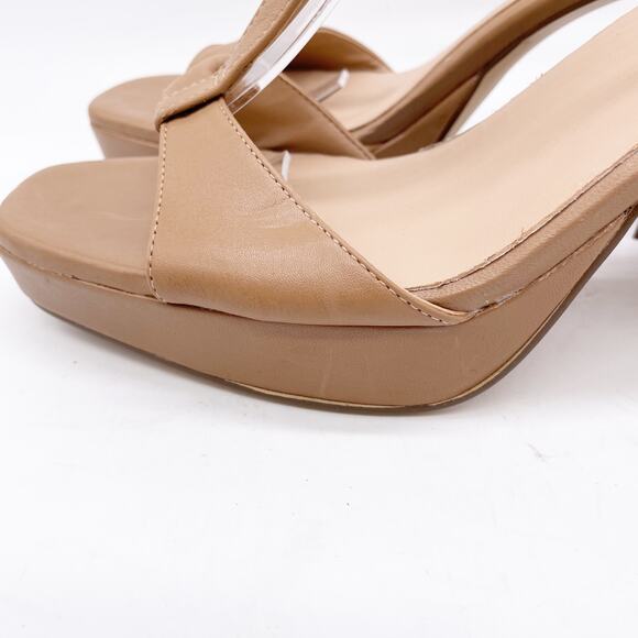 27Edit Naturalizer Women's Jae Buckle Open Toe Heels Platform Sandals Tan 11M - Picture 9 of 12